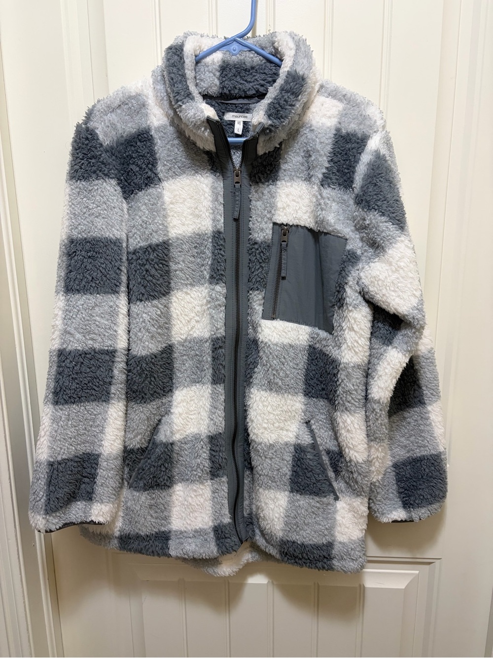 Maurices Kids Gray & White Plaid Sherpa Jacket